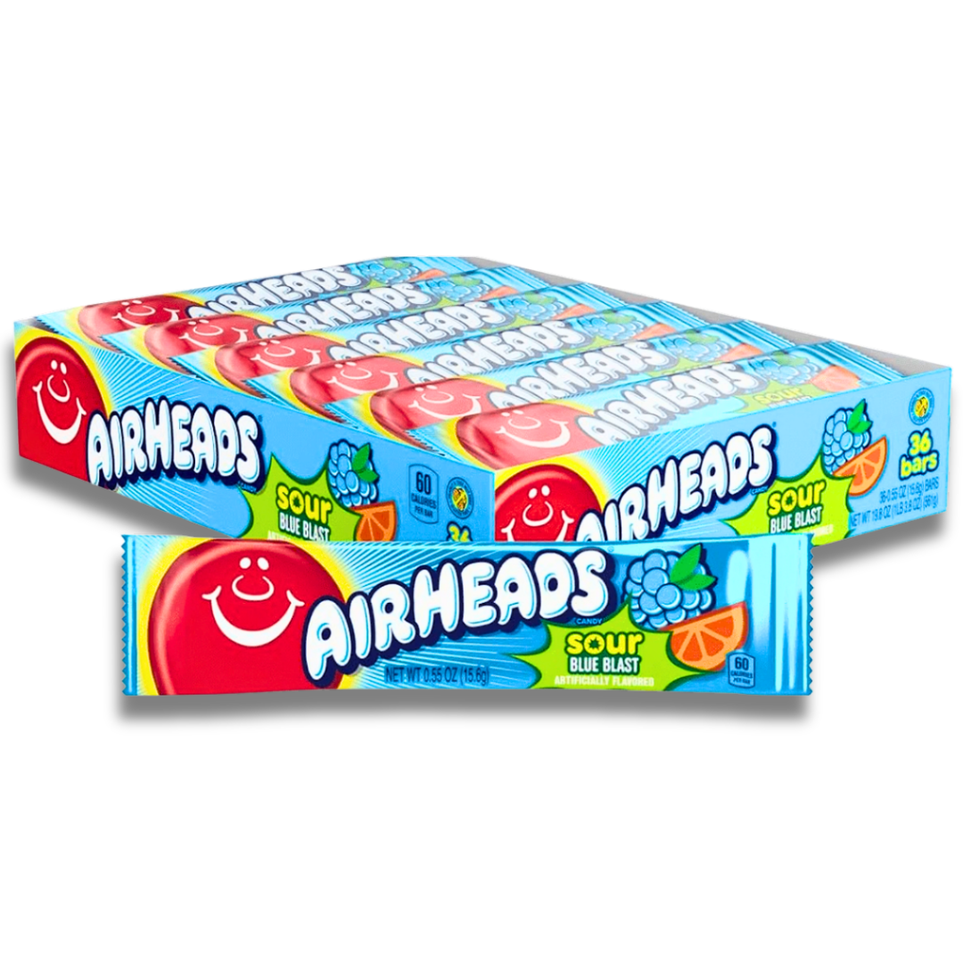 Airheads Sour Blue Blast Flavour Chew Bars 36 x15.6g