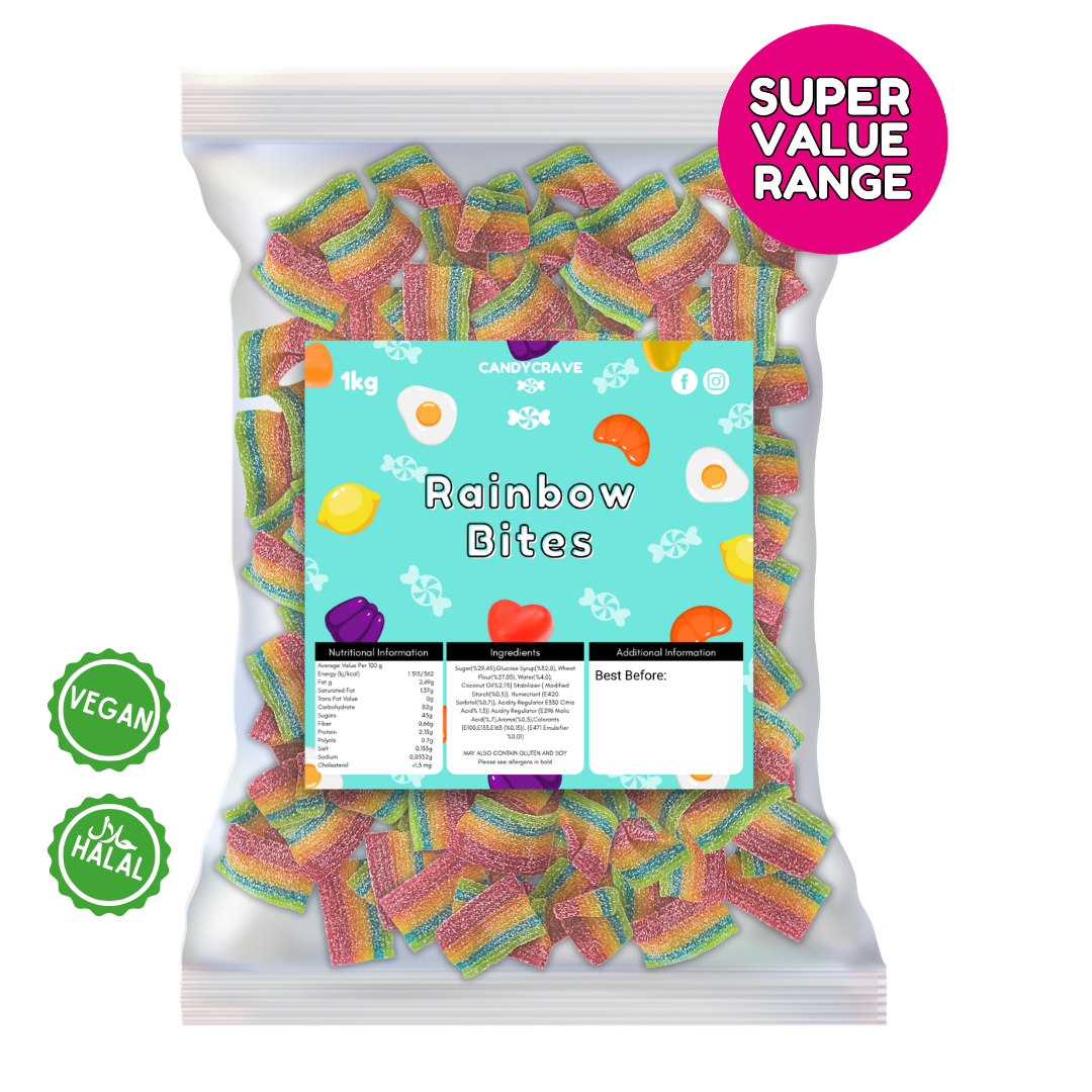 Candycrave Super Value Fizzy Rainbow Belts 1Kg