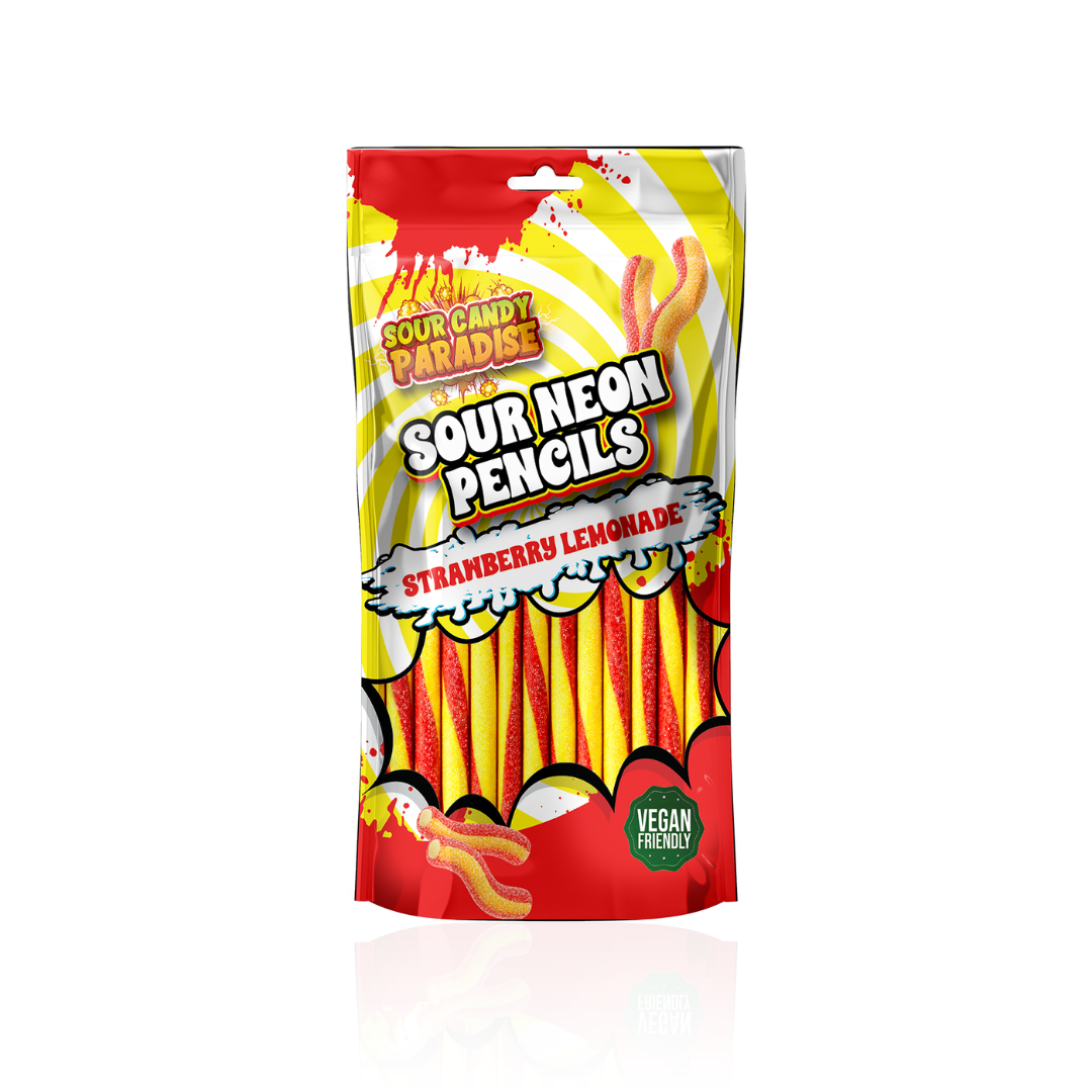 Candy Paradise Sour Neon Pencils Strawberry Lemonade 12x130g