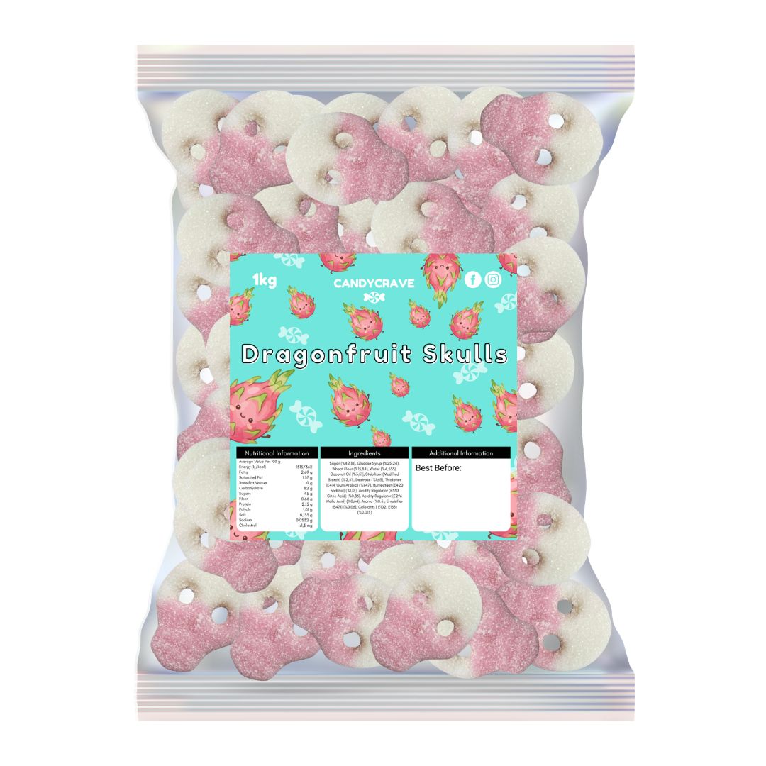 Candycrave Vegan Fizzy Dragonfruit Skulls 2kg