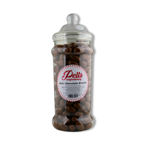 Pells Milk Chocolate Brazils Sweet Jar – Smooth Milk Chocolate Coated Brazil Nuts in a Traditional Sweet Jar
