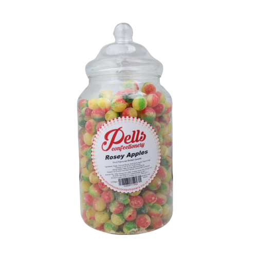 Pells Rosey Apples Traditional Sweet Jar – Tangy Apple-Flavoured Hard Boiled Sweets in a Retro Jar