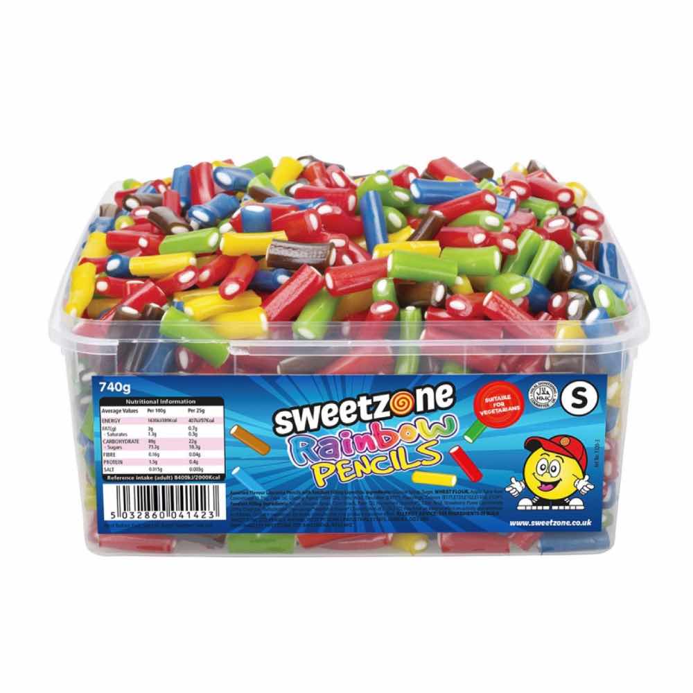 Sweetzone Halal Rainbow Pencils Tub 740g