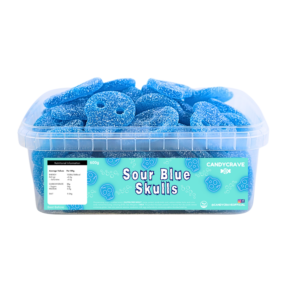 Candycrave Fizzy Blue Skulls Sweet Tub