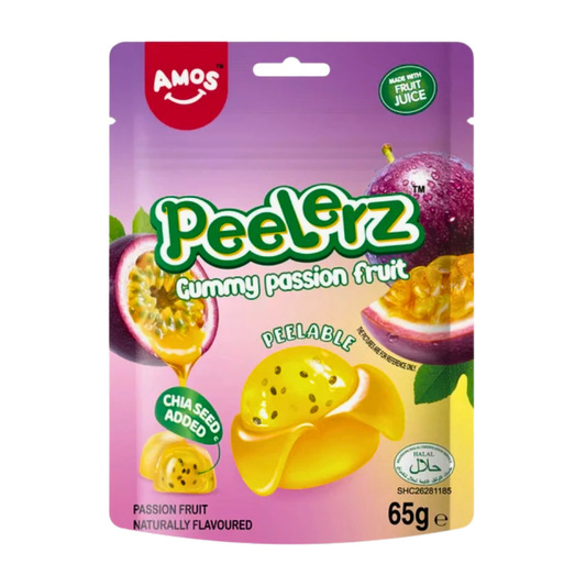 Amos Peelerz Gummy Passion Fruit Peg Bag 12x65g