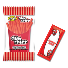 Load image into Gallery viewer, American Continental Bubblegum Fries Strawberry with Candy Ketchup 24x30g