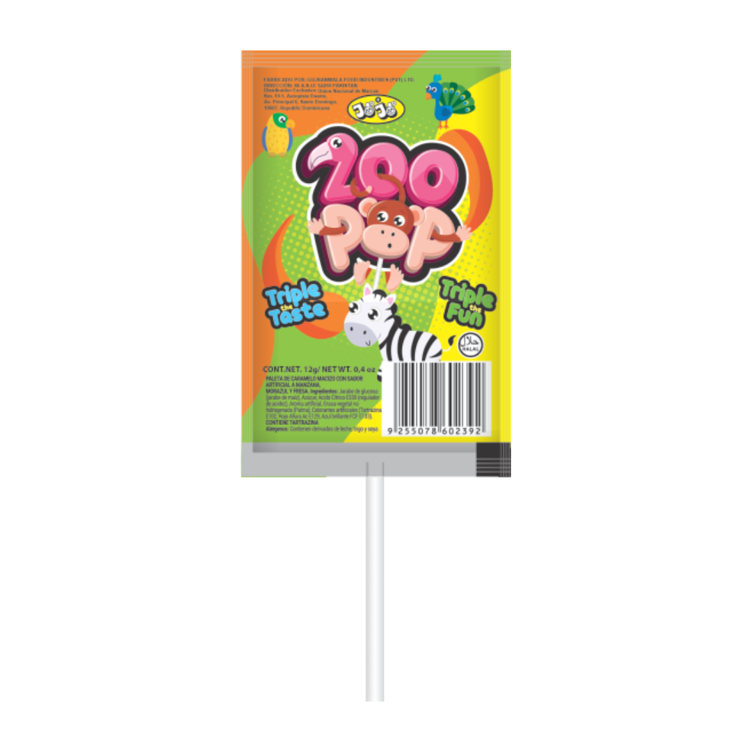 Jojos Zoo Pop Lollipop Dropdown Box 50x12g