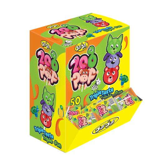 Jojos Zoo Pop Lollipop Dropdown Box 50x12g