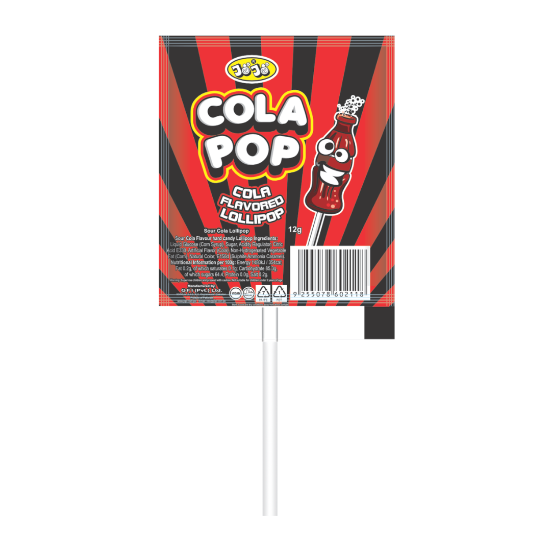 Jojos Cola Bottle Pop Lollipop Dropdown Box 50x12g