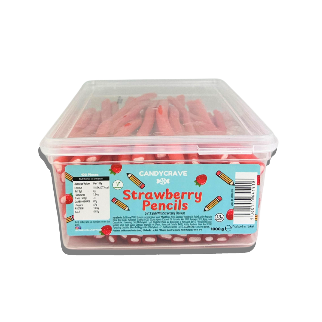 Strawberry Pencil Sweets in Sweet Tub
