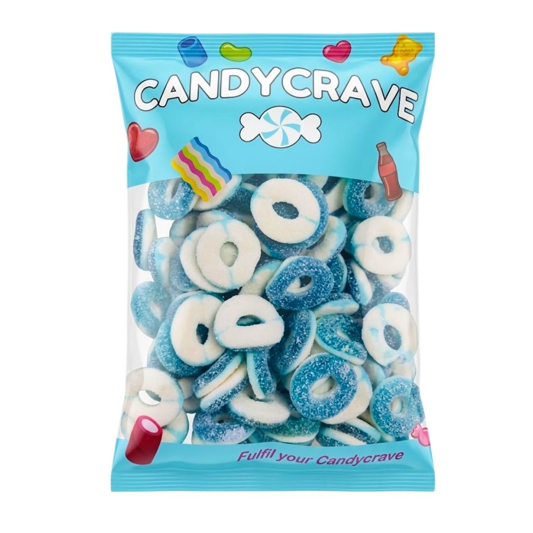 Candycrave Super Value Blue Raspberry Rings 1kg