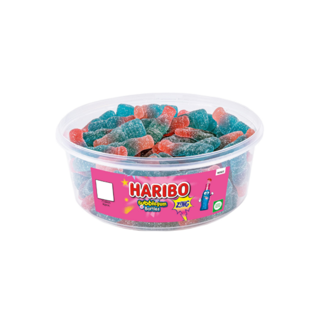 Haribo Fizzy Bubblegum Bottles Tub 638g