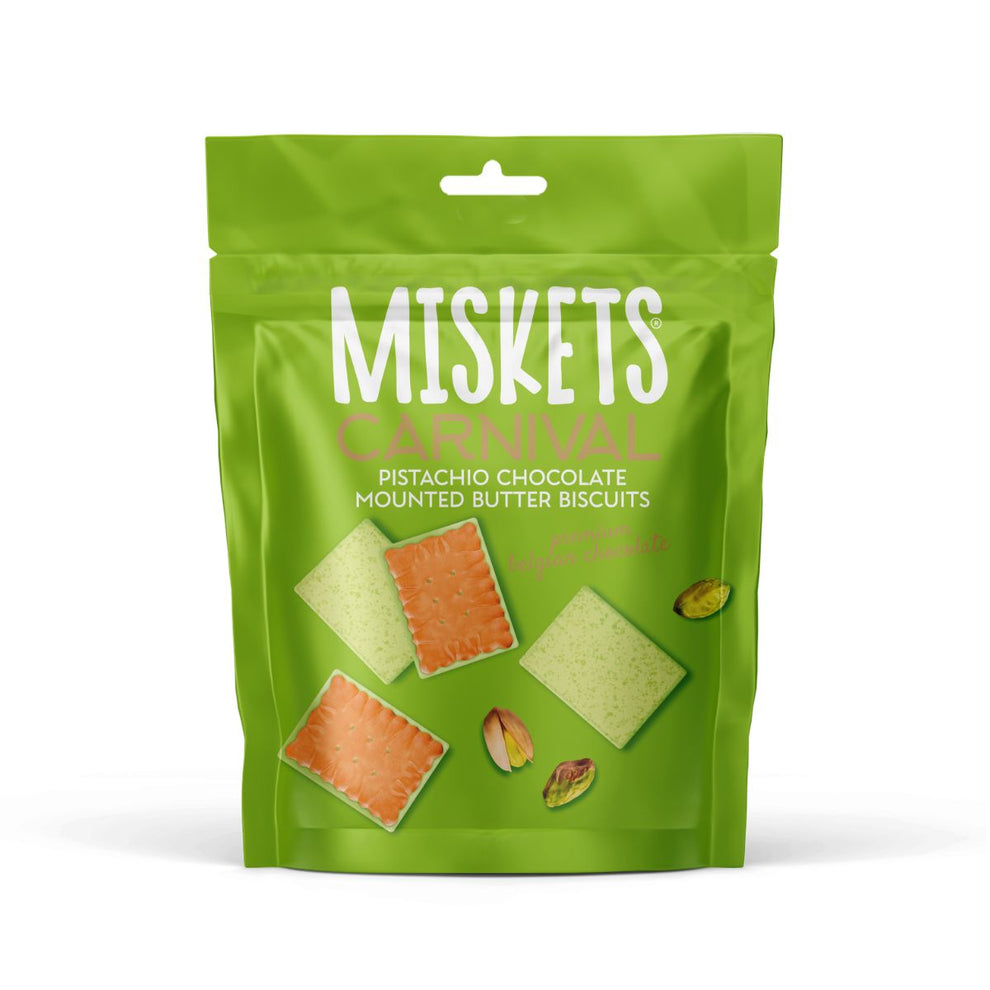 Miskets Pistachio White Mini Biscuits with Belgian pistachio chocolate