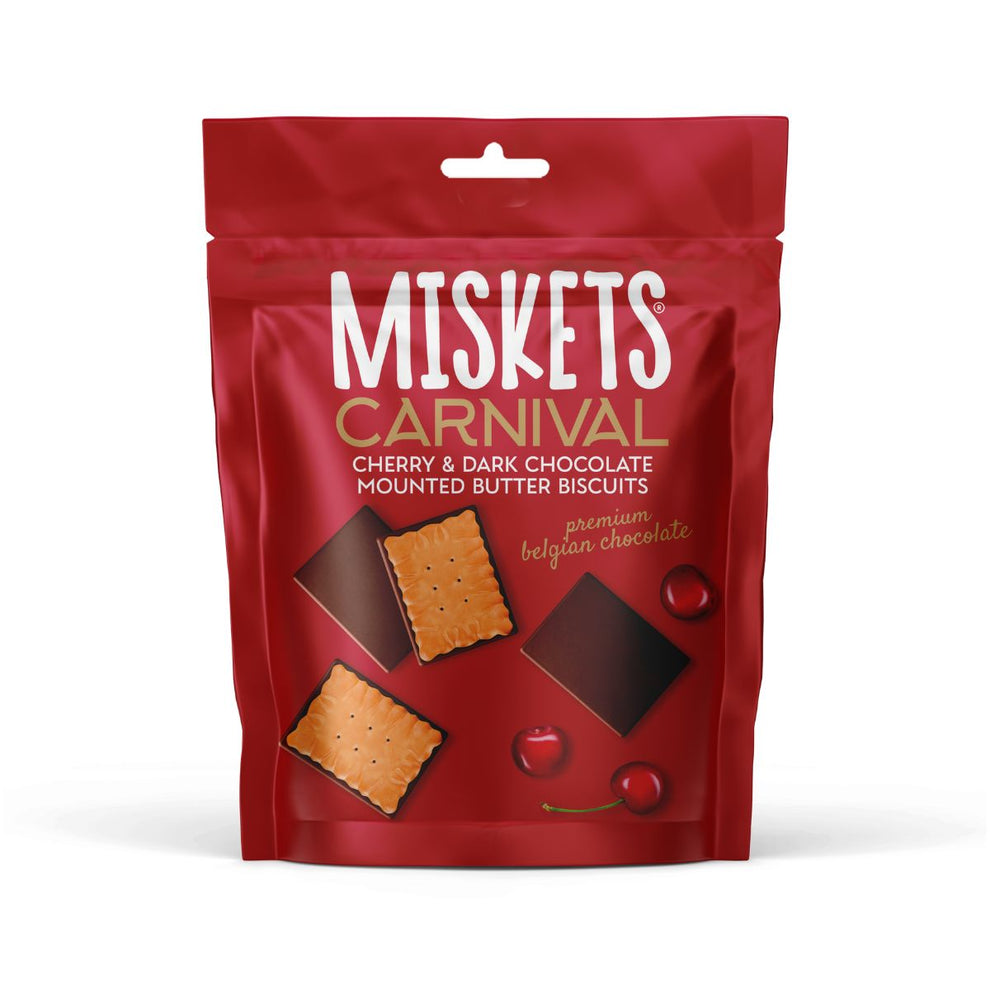 Miskets Cherry Mini Biscuits with dark chocolate and cherry flavour