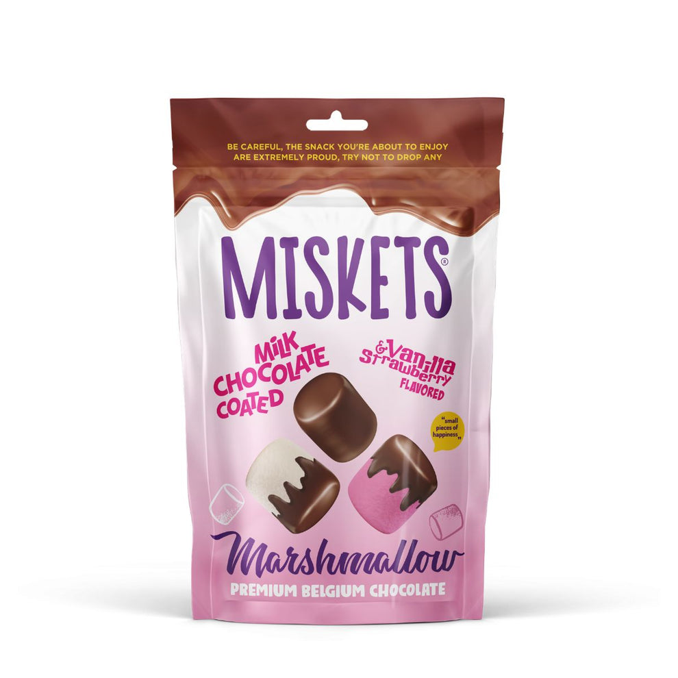 Miskets Milk Chocolate Covered Strawberry and Vanilla Marshmallows