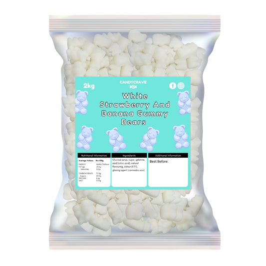 Candycrave White Strawberry and Banana Gummy Bears 2kg