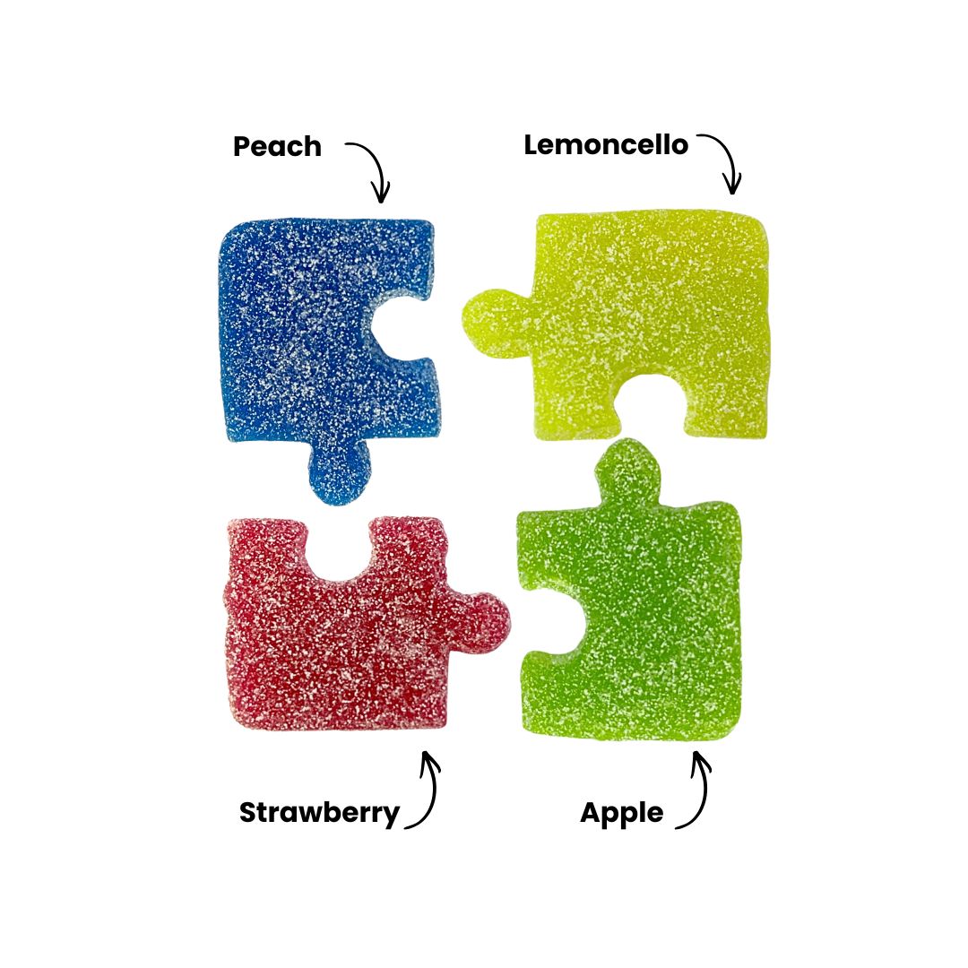 Colourful interlocking Candycrave vegan puzzle sweets