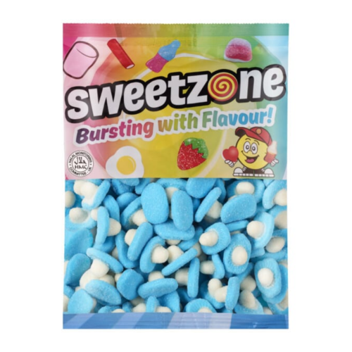 Sweetzone Blue Raspberry Mushrooms – Halal Blue Sweets 1kg – Candycrave