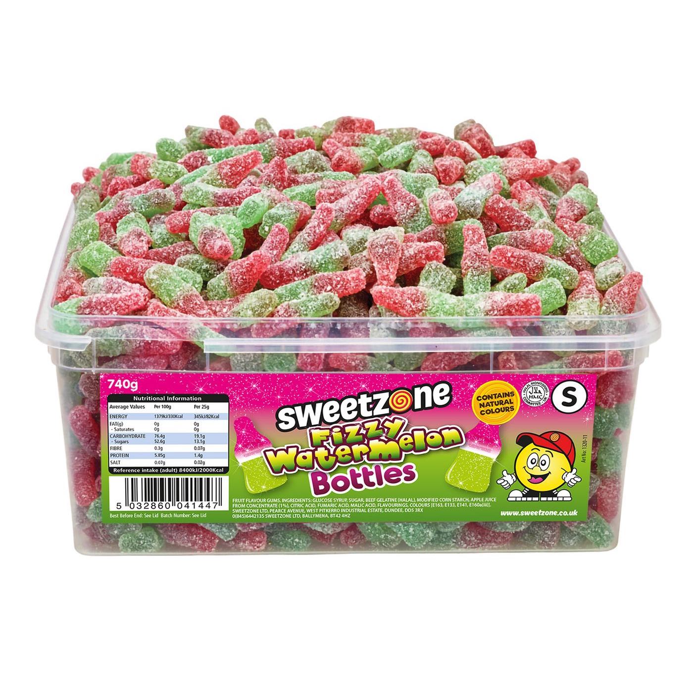 Sweetzone Fizzy Watermelon Bottles Tub 740g