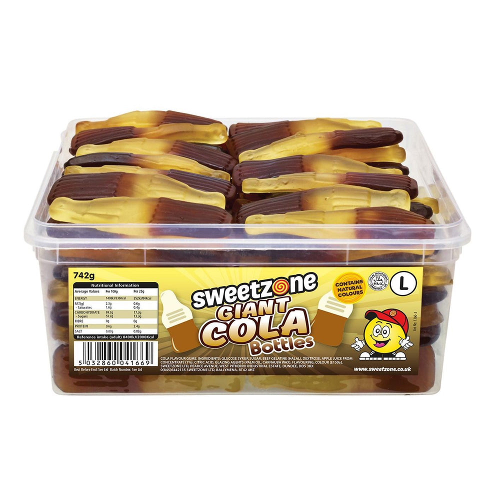 Sweetzone Giant Cola Bottles Halal Sweets tub