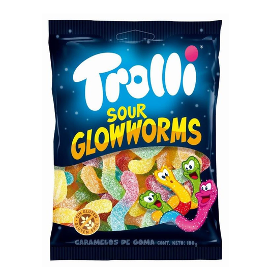 Trolli Halal Sour Glow Worms Bags 12x100g
