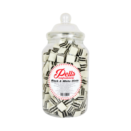 Pells Black & White Mints Sweet Jar – Classic Mint Sweets in a Retro Jar