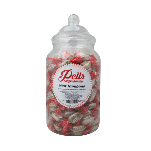 Pells Mint Humbugs Traditional Sweet Jar – Classic Mint Sweets in a Retro Jar
