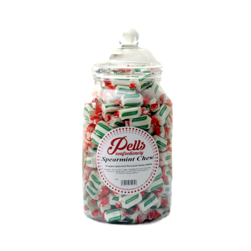 Pells Spearmint Chews Sweet Jar – Refreshing Mint Flavoured Chewy Sweets in a Retro Jar
