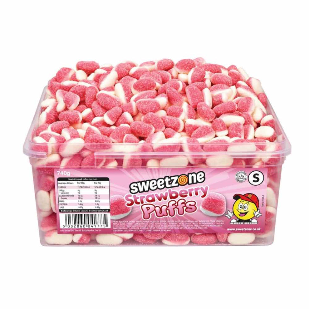 Sweetzone Strawberry Puffs Halal Sweets tub