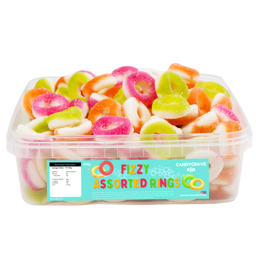 Candycrave Fizzy Assorted Rings Tub 600g