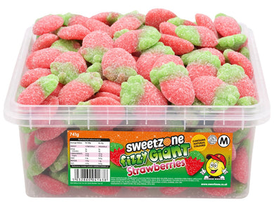 Sweetzone Fizzy Giant Strawberries Tub 741g