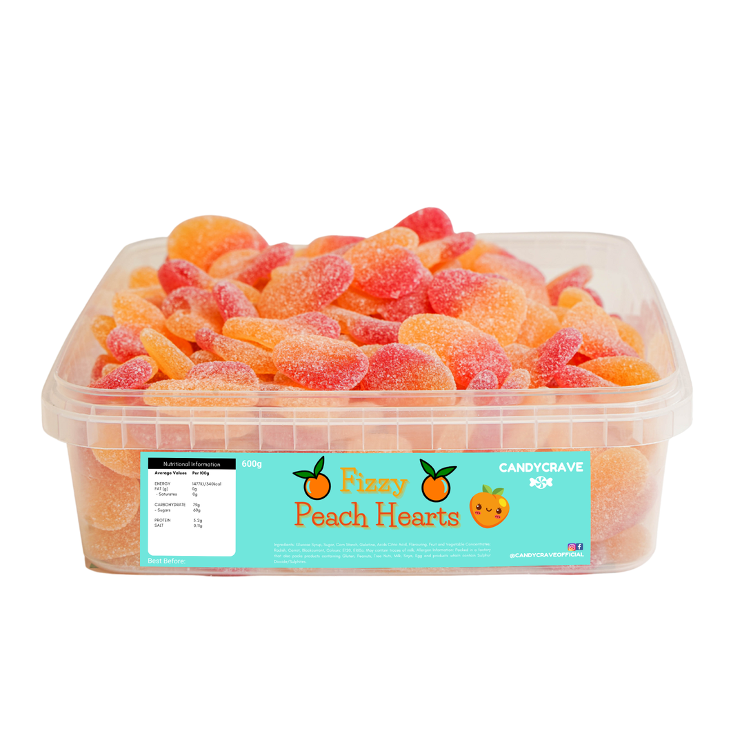Candycrave Fizzy Peach Hearts Tub 600g