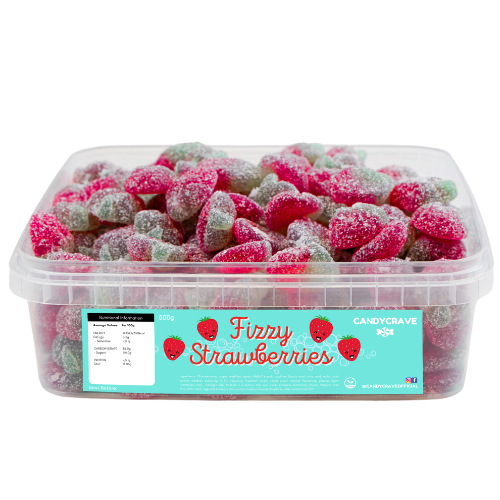 Fizzy Strawberries Sweet Tub 600g