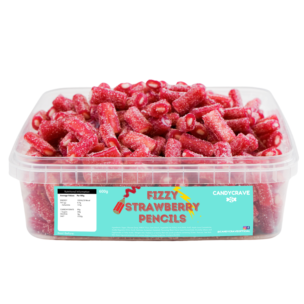 Candycrave Fizzy Strawberry Pencils Tub 600g