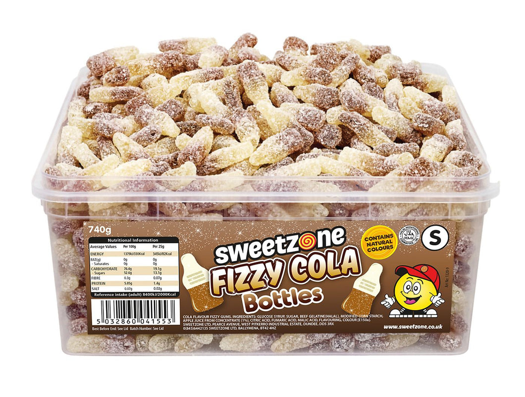 Sweetzone Halal Fizzy Cola Bottles in Sweet Tub