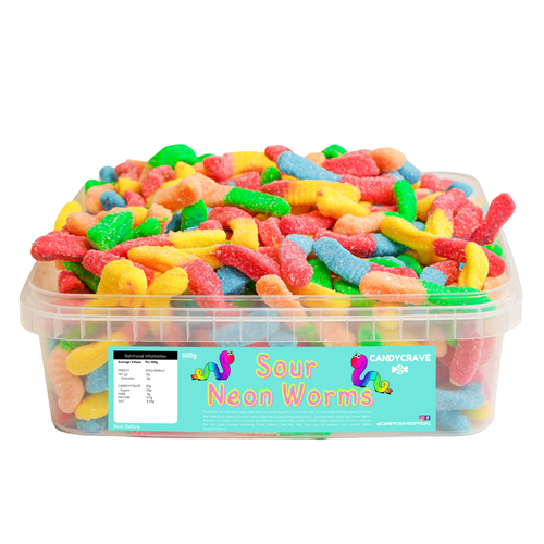 Candycrave Sour Neon Worms Tub 600g