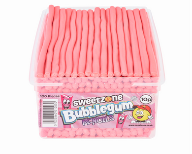 Sweetzone Bubblegum Halal Pencil Sweets in Sweet Tub