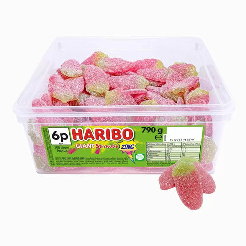 Haribo Sour Strawbs Tub 100X6P